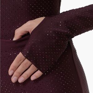 Afrm Burgundy Crystal-Embellished Top